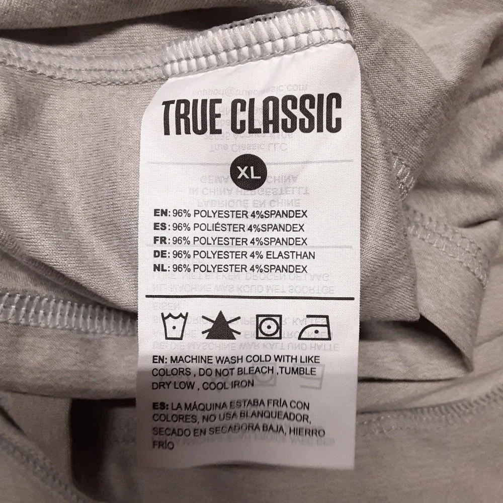 True Classic Mens Sleeveless Active Tee XL Light Gray Performance Athletic
